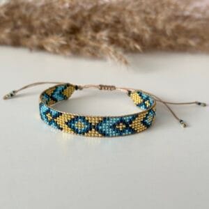 Bransoletka tkana złoto granatowa