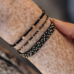 Zestaw bransoletek klasyka z czarnym turmalinem