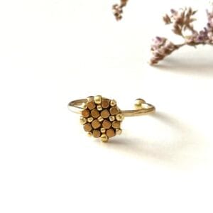 Pierścionek rozetka złoty hematyt