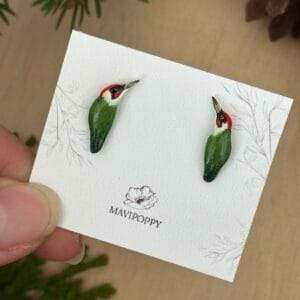 Kolczyki dzięcioły zielone mini