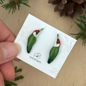 Kolczyki dzięcioły zielone midi