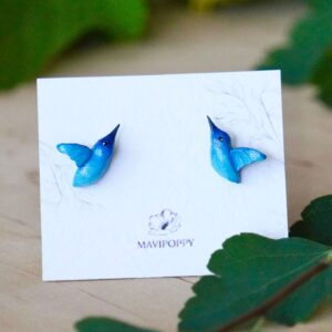 Kolczyki kolibry mini niebieskie