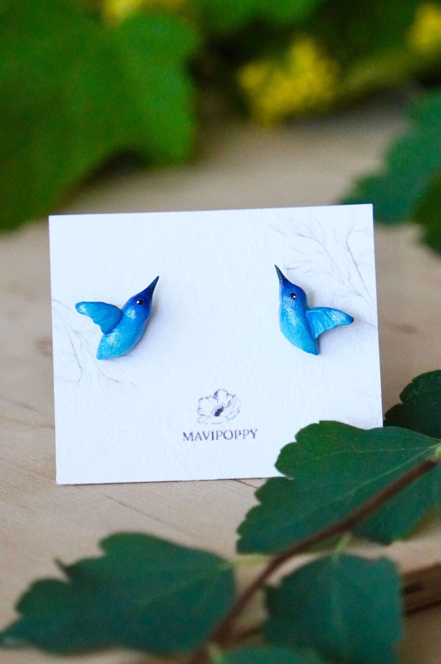 Kolczyki kolibry mini niebieskie Kolczyki kolibry mini niebieskie